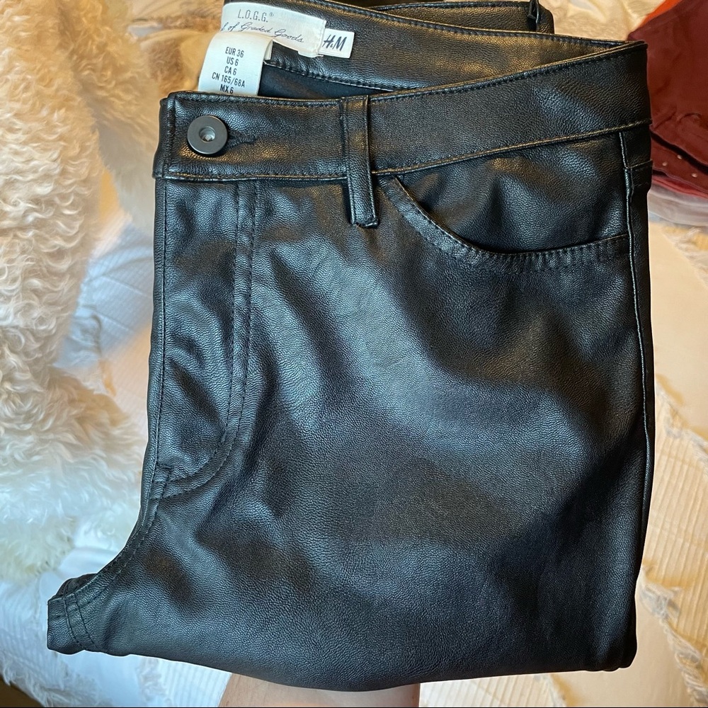 H&M “leather” pants. Mid-rise. Size 36 (6) fits more like a 2-4. Near new.
